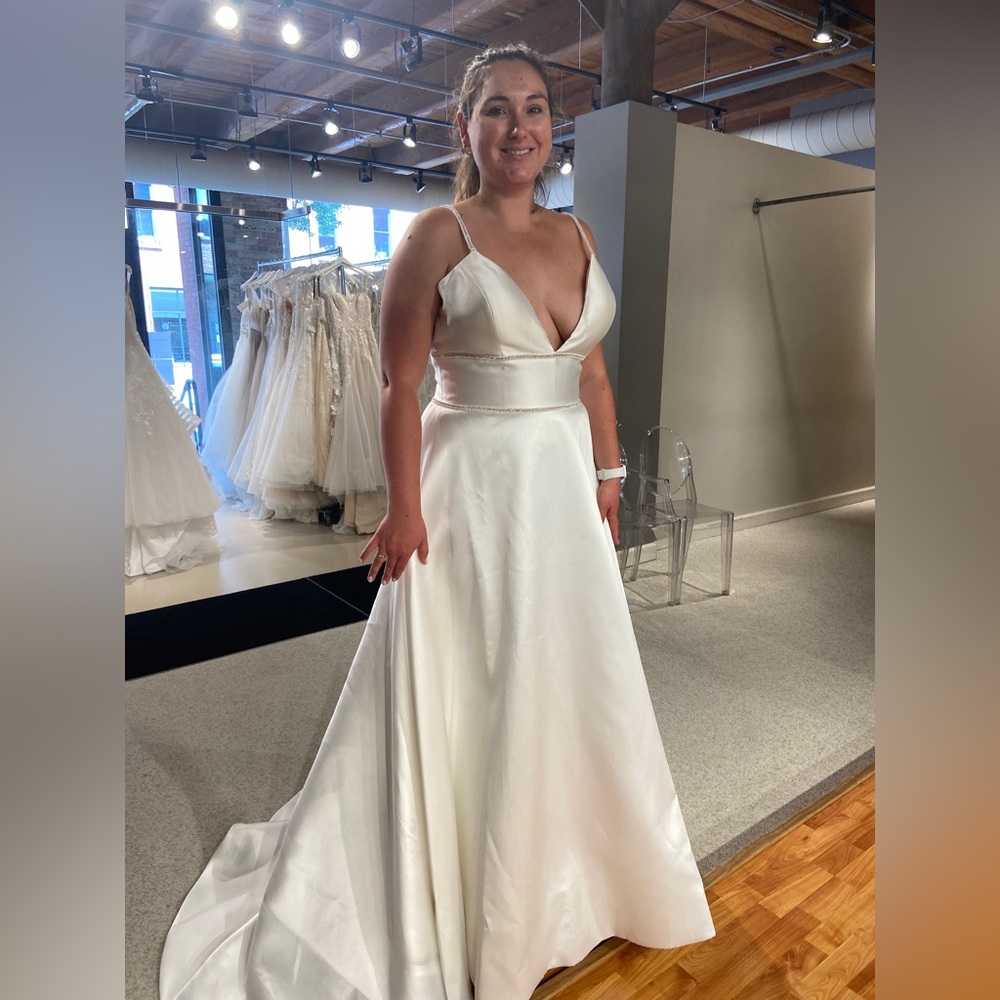 Tia Dora Ivory Wedding Gown - trendy pearl detailing! A line snatched fit!